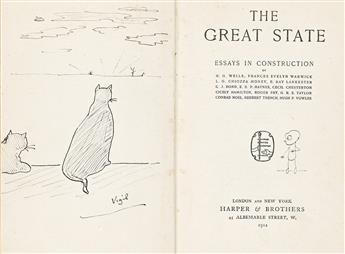 WELLS, H.G. The Great State. Signed and Inscribed to Rebecca West, with over 40 pages of unsigned ink drawings.